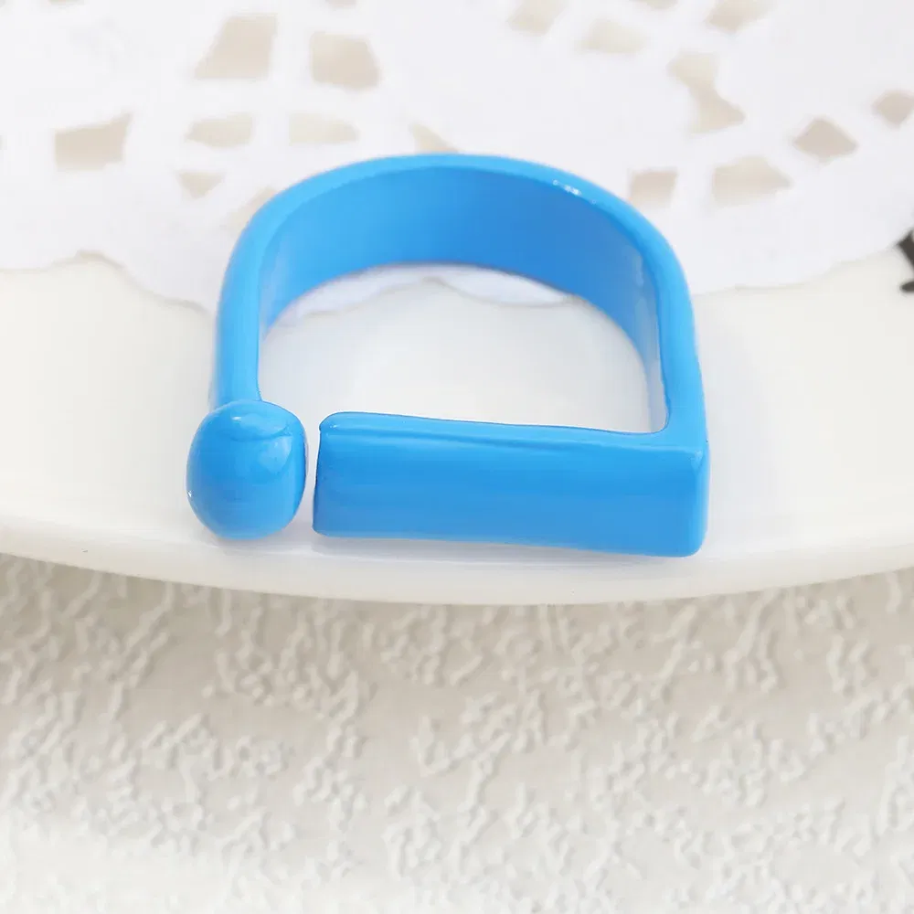 Main Stone Color: Blue - 2022 New Trendy Irregular Geometry Open Adjustable Rings Korean Simple Personality Color Rings For Women Jewelry Gifts