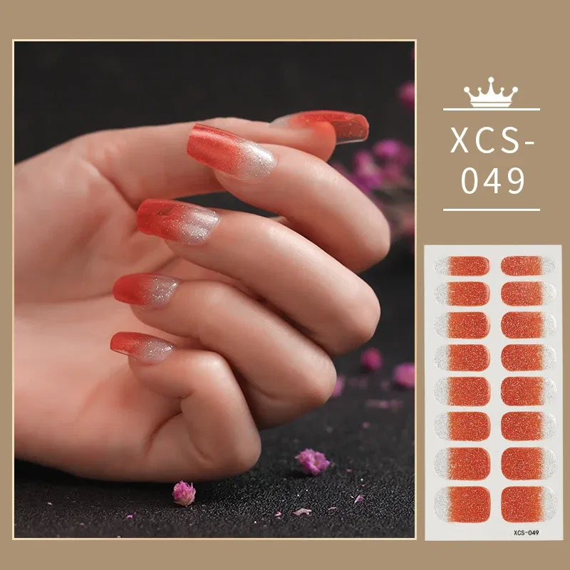 Color: Grad Purple - Rose Red Shiny Twinkle Full Cover Nail Stickers Sticker For Nails Self Adhesive Nail Sticker Fashion Nail Stickers Beauty