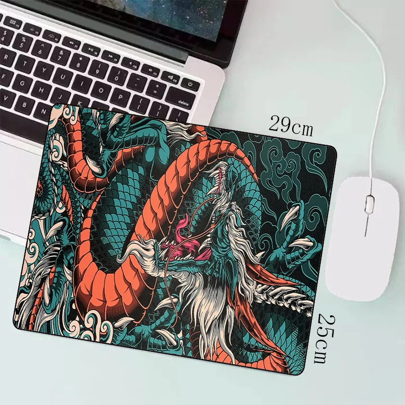 Size: XS, Color: BROWN - Japanese Dragon Large Gaming Mousepad XXL Keyboard Gamer Mouse Pad on The Table Speed Desk Mat Anime 900x400 700X300 Mouse Mats