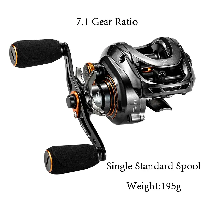 Color: Orange, Use Mode: Right Hand - Soloking GKA200 Pro Baitcasting Reel Fishing Reels 9KG Drag Power 6+1 BB Drag Clicker Sound Baitcaster Reel ? 이트 ?¦?