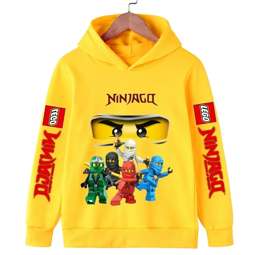 Color: Blue, Kid Size: 18M - Lego Phantom Ninja Cartoon Children's Hooded Hoodies Casual Sports Sweatshirt 3-13 Year Old Boy Kid Baby Girls Clothes Pullover