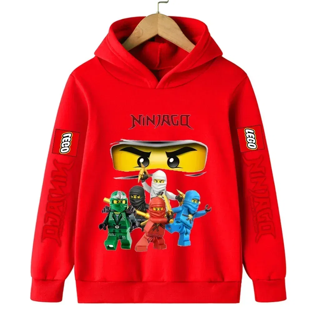 Color: Blue, Kid Size: 18M - Lego Phantom Ninja Cartoon Children's Hooded Hoodies Casual Sports Sweatshirt 3-13 Year Old Boy Kid Baby Girls Clothes Pullover