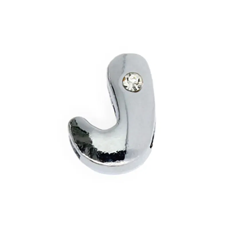 Color: Silver - 8mm Fat Slide Letters Charms Bracelet Women Jewelry Making 1pc Slide Alphabet A-Z DIY Wristband Belt Keychain Pet Collar