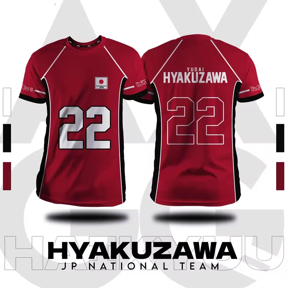 Color: Blue, Size: 10XL - Haikyuu Fukurodani Red Cartoon Anime Cosplay Men Jersey Summer Short Sleeve Children Tee Top 2024 New Fashion Mens T-shirt