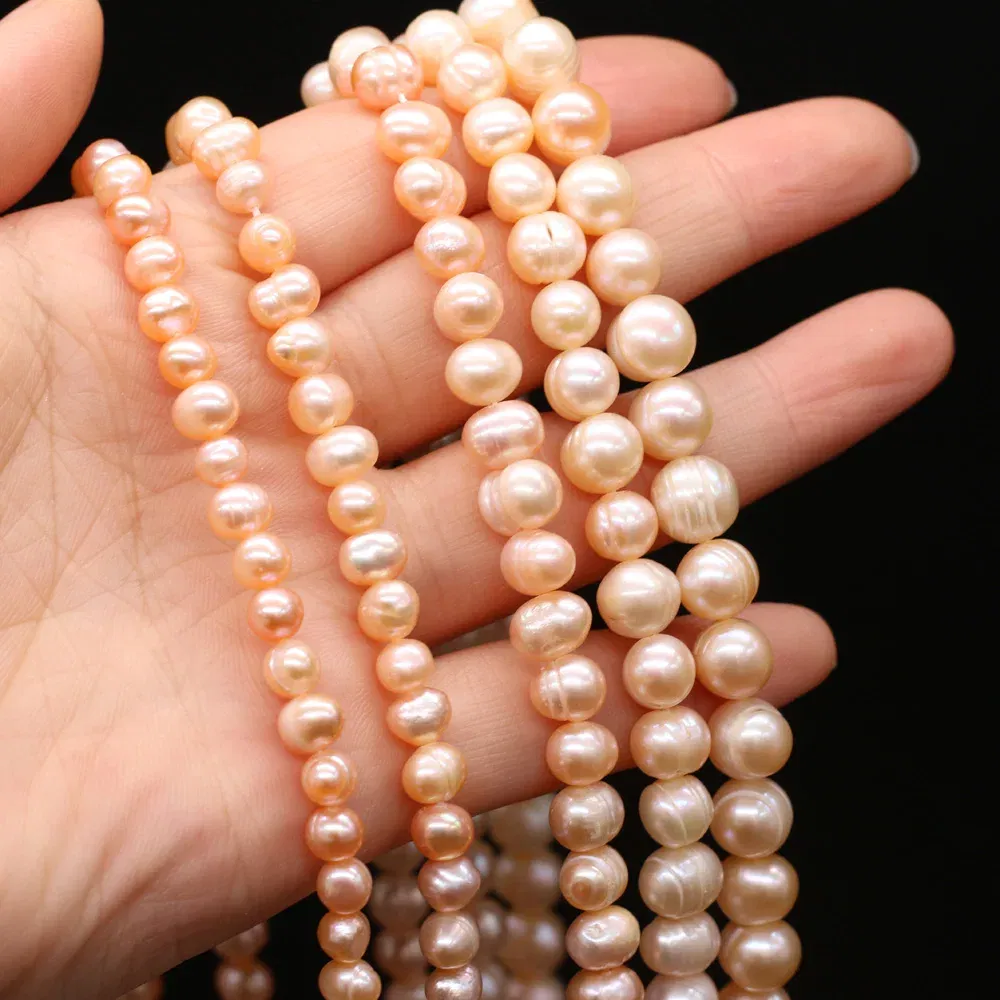 Color: PURPLE, Item Diameter: 17mm - Natural Freshwater Real Pearl Beads White Fine pearls Punch Loose Beads for DIY Women Elegant Bracelet Necklace Jewelry Making