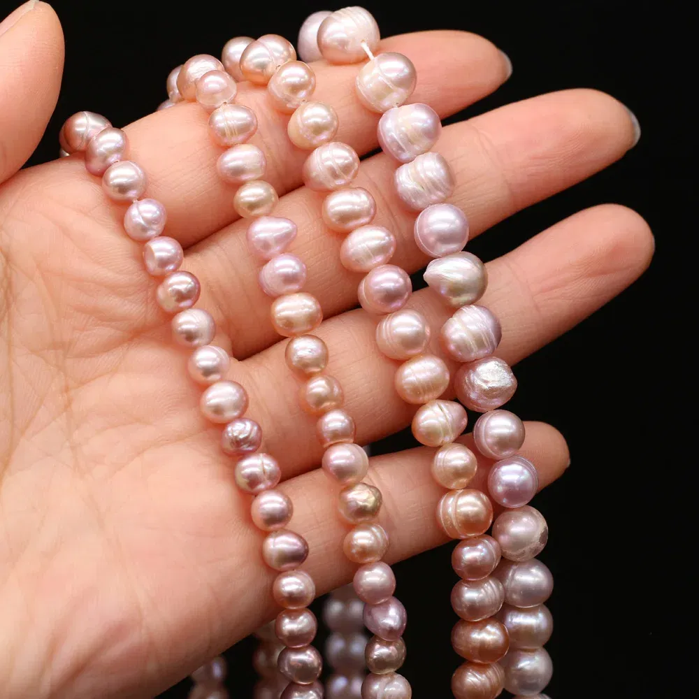 Color: PURPLE, Item Diameter: 17mm - Natural Freshwater Real Pearl Beads White Fine pearls Punch Loose Beads for DIY Women Elegant Bracelet Necklace Jewelry Making