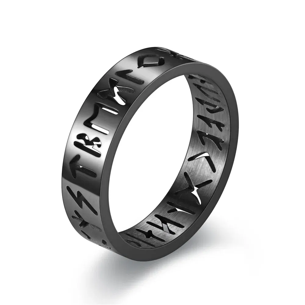 Main Stone Color: Hot Pink, Ring Size: 4.25 - 2023 New Stainless Steel Hollow Out Ring for Men Women Fashion Hollow Rune Design Finger Anillo Antiestres Anxiety Rings