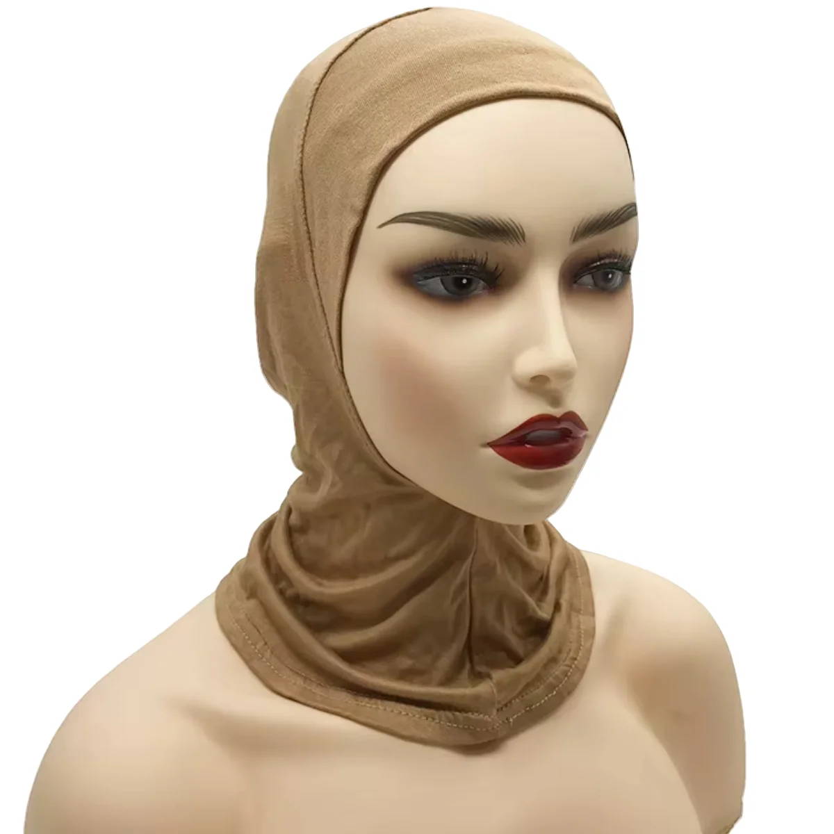 Color: dusty camel - 1 Piece Turban Caps for Women Muslim Underscarf Modal Hijab Inner Caps Stretchy Full Cover Shawl Cap Full Neck Coverage