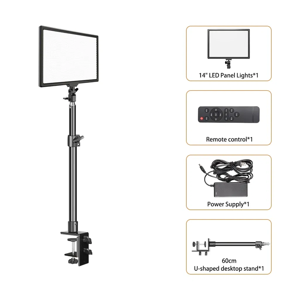 Color: BROWN, Ships From: CHINA - SH 14inch Photography LED Panel Video Light Selfie Dimmable Lighting Photo Studio Live Stream Fill Lamp Three Color With Tripod