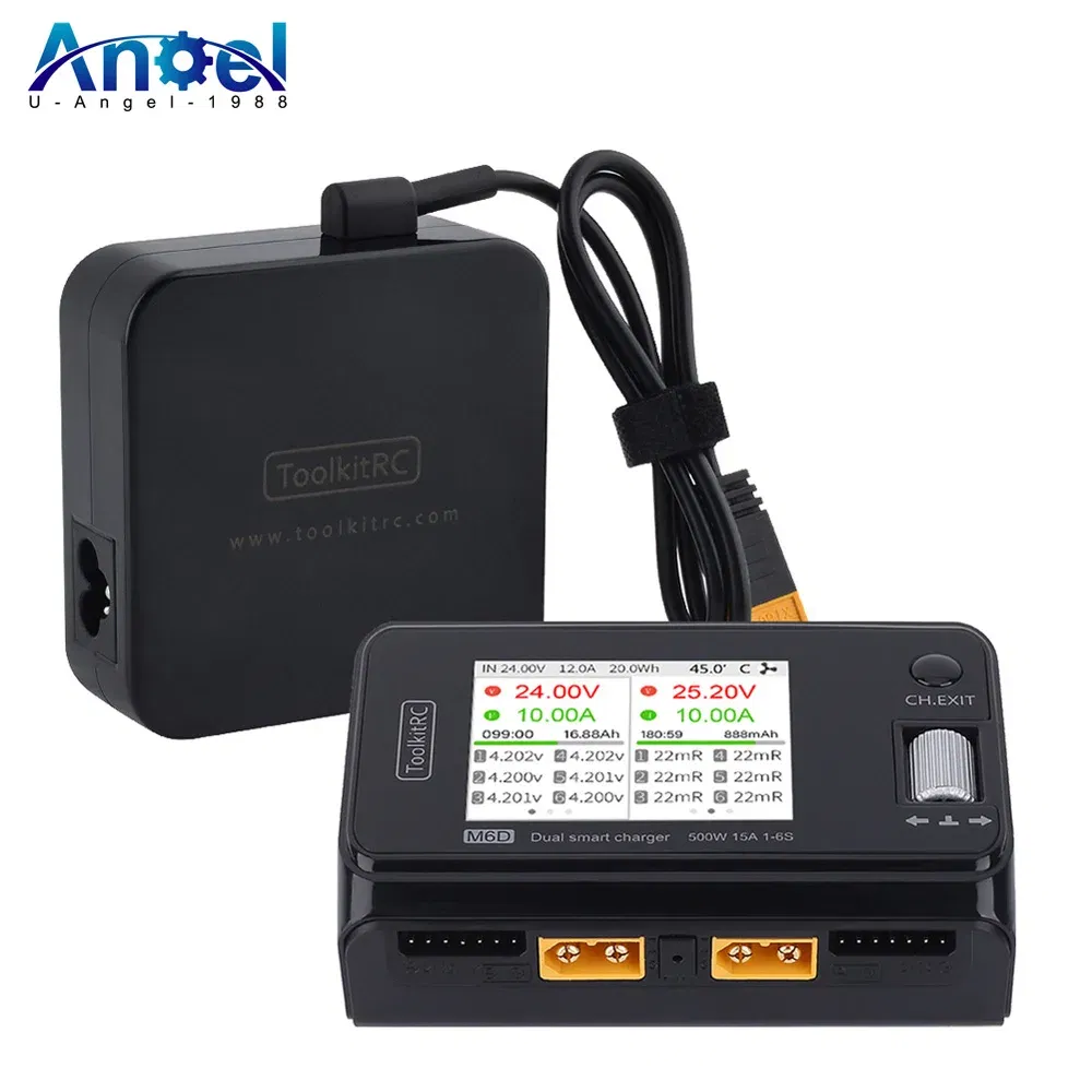 Color: WHITE - ToolkitRC M6D 500W 15A DC Dual Channel MINI Smart Charger Discharger with Power Supply For 1-6S Lipo Battery FPV Model Vs M8