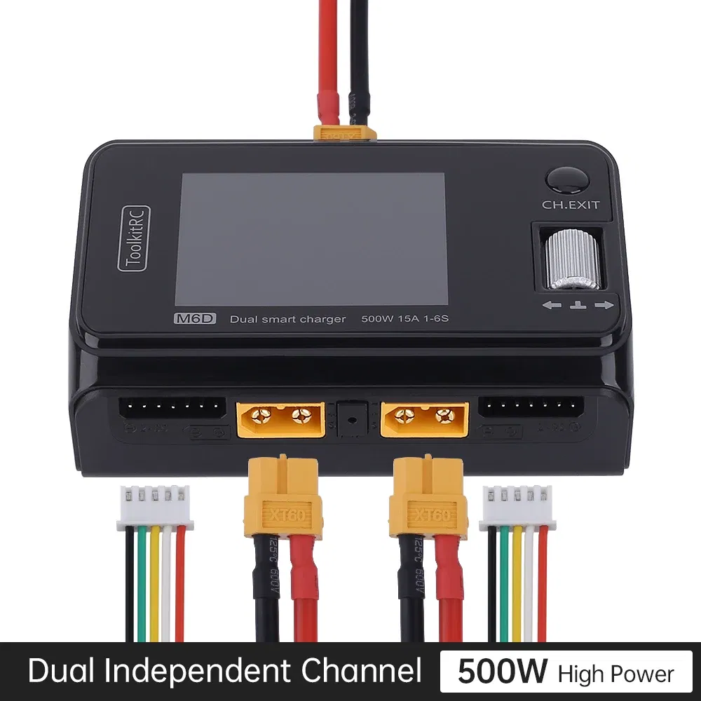 Color: WHITE - ToolkitRC M6D 500W 15A DC Dual Channel MINI Smart Charger Discharger with Power Supply For 1-6S Lipo Battery FPV Model Vs M8