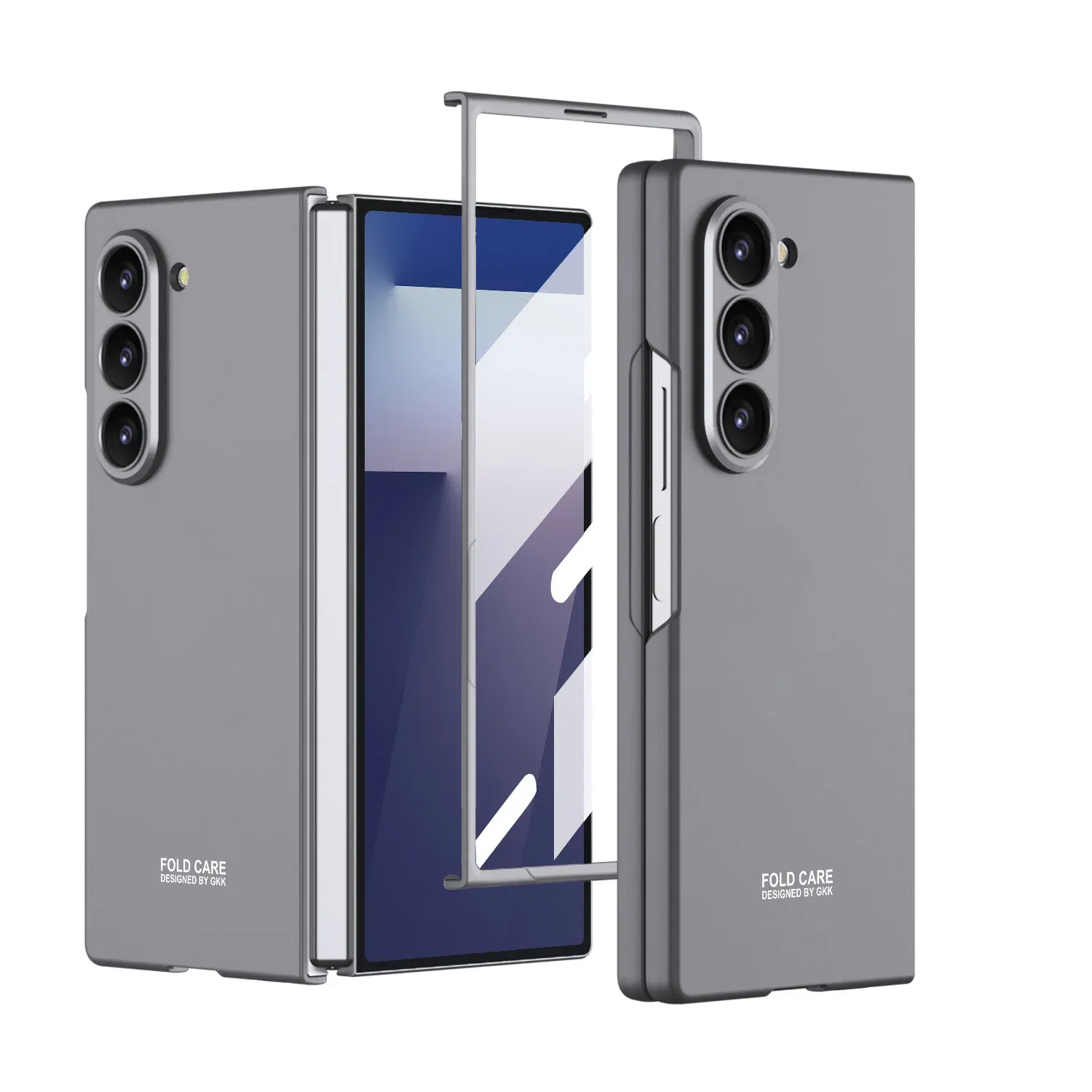 Color: Blue, Compatibility by Model: Galaxy Z Fold7 - Shockproof Armor Plastic Phone Case for Samsung Galaxy Z Fold 7 Outer Screen Glass Protective Matte Cover for Galaxy Z Fold 7