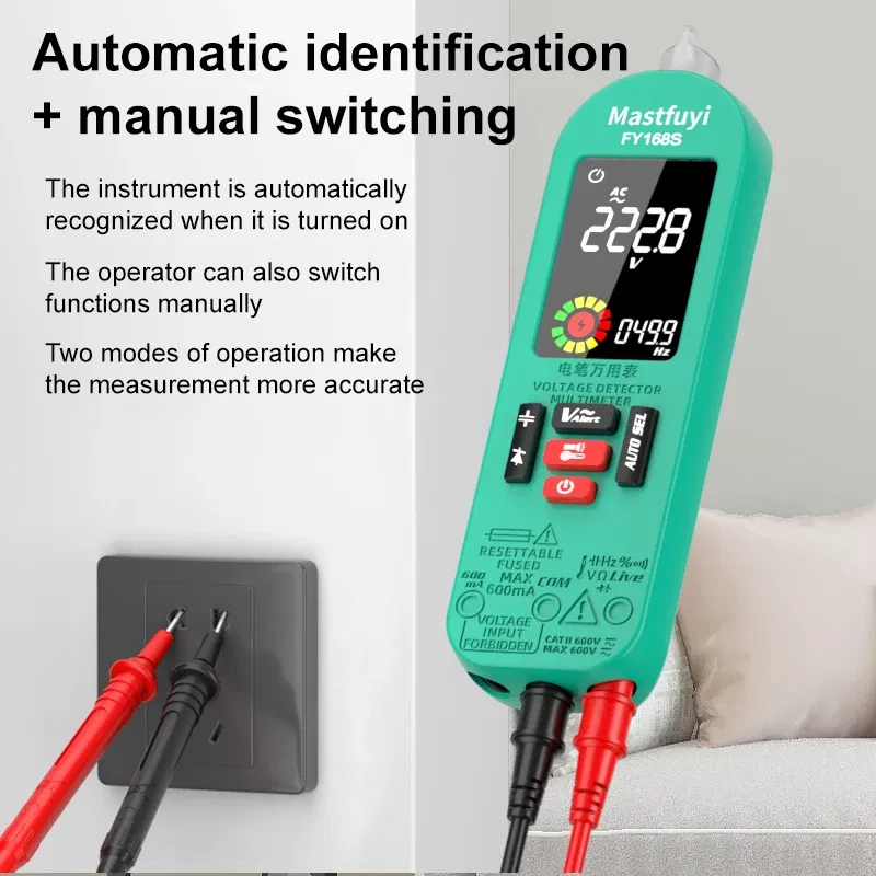 Color: Orange - Smart Digital Multimeter Rechargeable Electronic Tester AC DC Contactless NCV Automatic Test Easy operate lightweight high quali