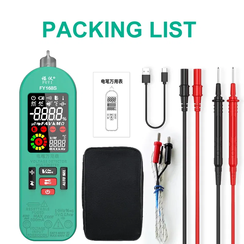 Color: Orange - Smart Digital Multimeter Rechargeable Electronic Tester AC DC Contactless NCV Automatic Test Easy operate lightweight high quali