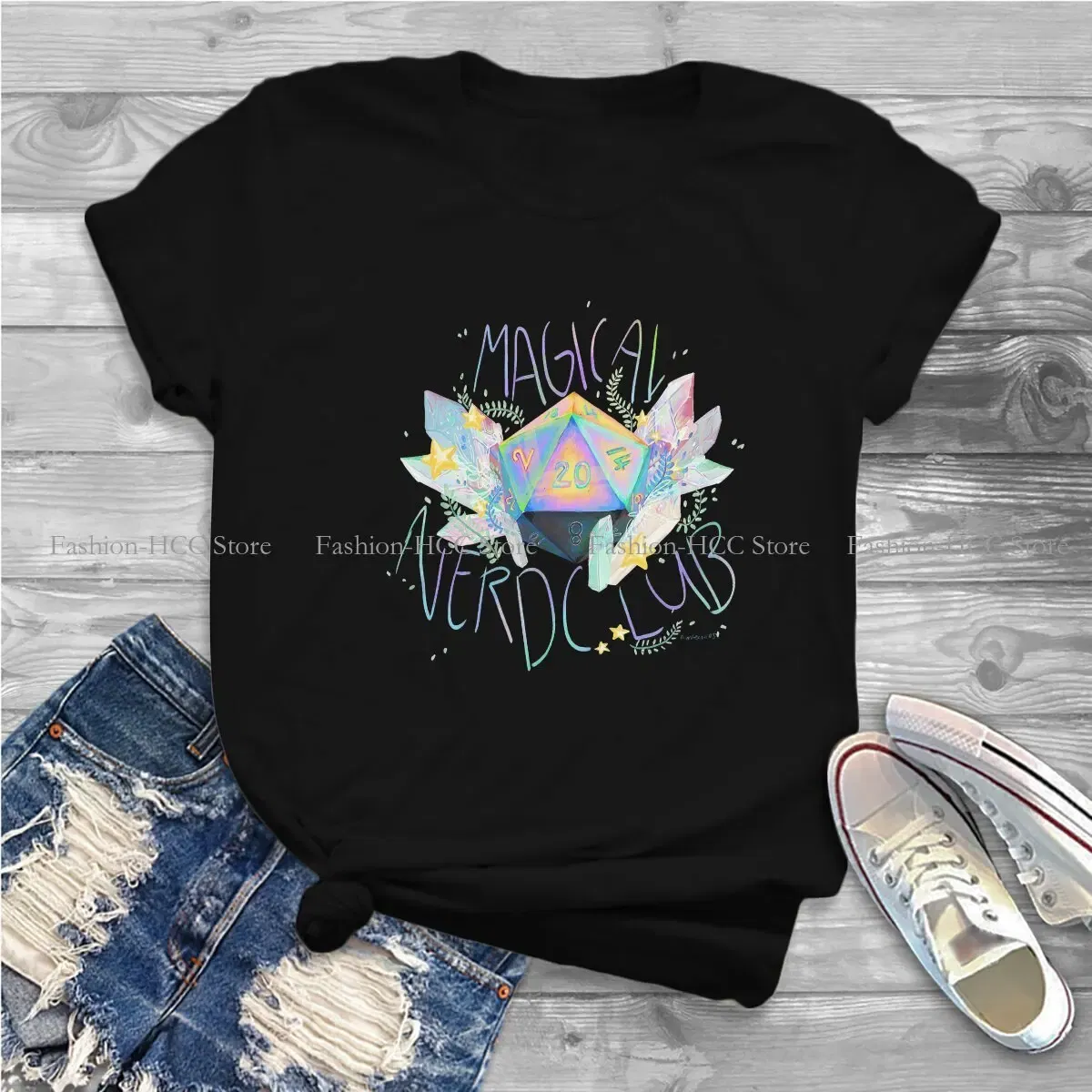Color: black, Size: XXL - Magical Nerd Club Style Polyester TShirt DND Game Comfortable Creative Gift Idea T Shirt Stuff