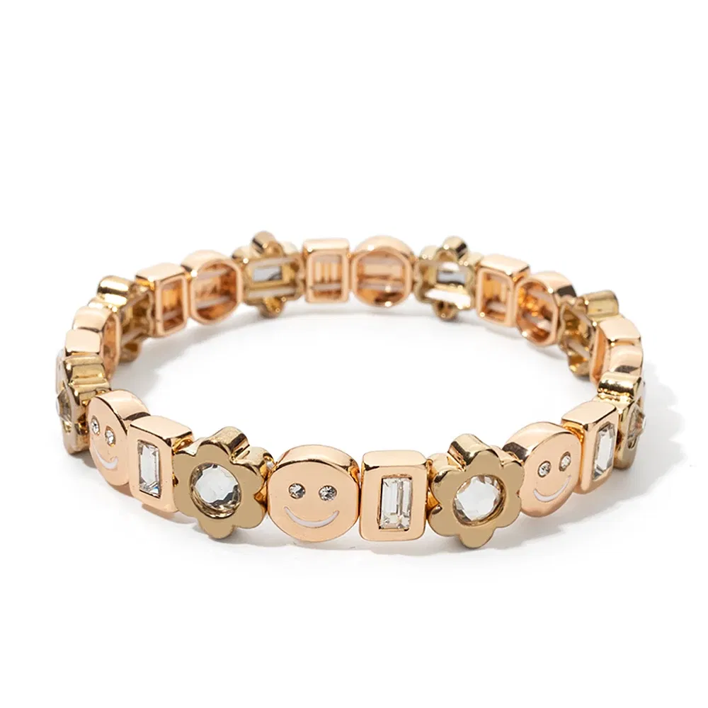 Metal Color: Imitation Rhodium Plated, Ships From: CHINA, Diameter: 50-52mm - 2024 New Rhinestone Happy Bangle For Women Diamond Hand Accessory