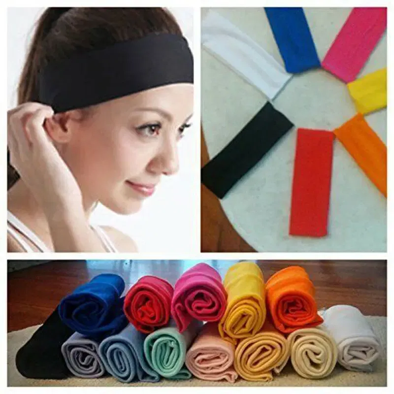 Color: Blue - Sweatband Headband Elasticity Sweat Bands Stretch Head Hair Band Sports Safety Yoga Basketball Gym Sport for Men and Women