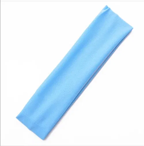 Color: Blue - Sweatband Headband Elasticity Sweat Bands Stretch Head Hair Band Sports Safety Yoga Basketball Gym Sport for Men and Women