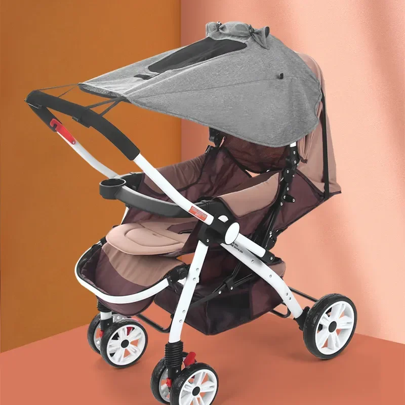Color: WHITE - Universal Baby Stroller Accessories Sun Shade UV Protection Sunshade Carriage Canopy Cover for Prams Infants Car Seat Sun Visor