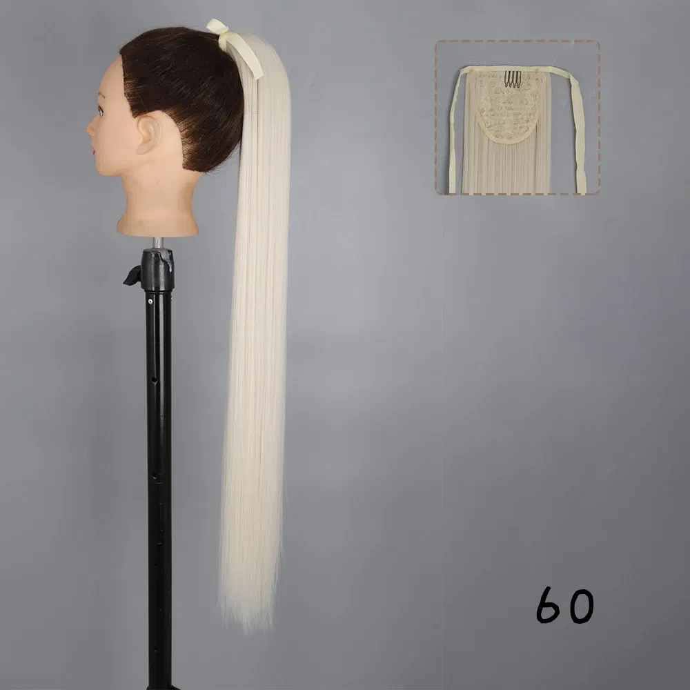 Color: #24, Stretched Length: 34inches - AZQUEEN Straight Synthetic Hairpiece With Ponytail 85cm Super Long Wrap Around Clip In Hair Extensions Pony Tail For Daily Wear