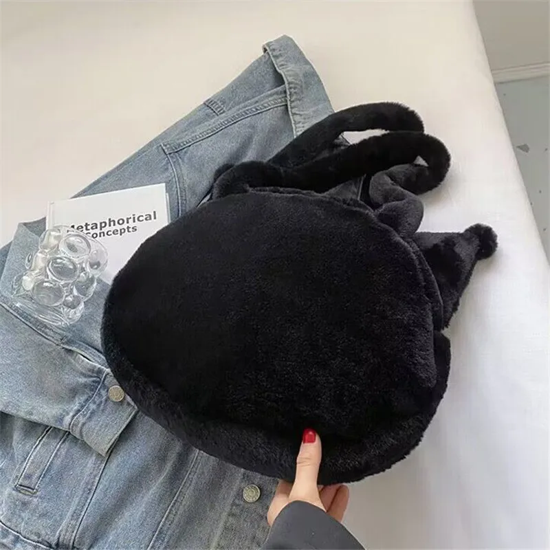 Color: Orange - Kawaii Sanrio Plush Cinnamoroll Melody Kuromi Tote Handbags Shoulder Bags Women Fashion Female Messenger Bag Purses Xmas Gifts