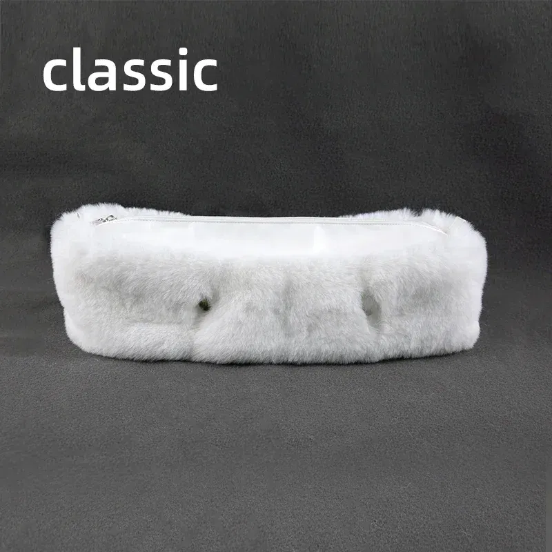 Color: Red - New Autumn winter obag Faux Rex Rabbit fur zipper up furry Trim Inner pocket for Classic Mini O bag Accesorios