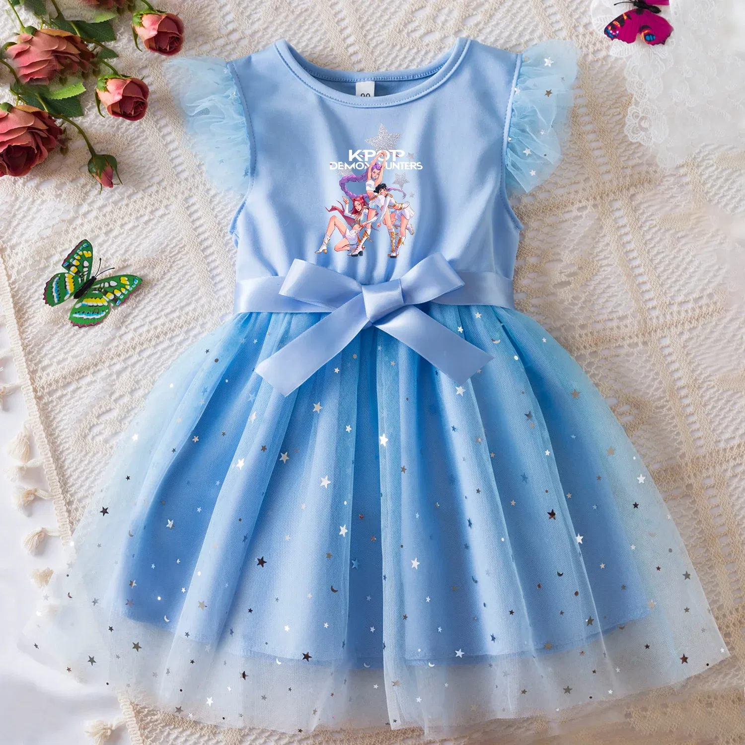 Color: Fuchsia, Size: One Size, Height: 158 - KPop Demon Hunters Girls Dress Kids Party Halloween Carnival Birthday Party Clothes Princess Tutu Dresses Costume Children Gift