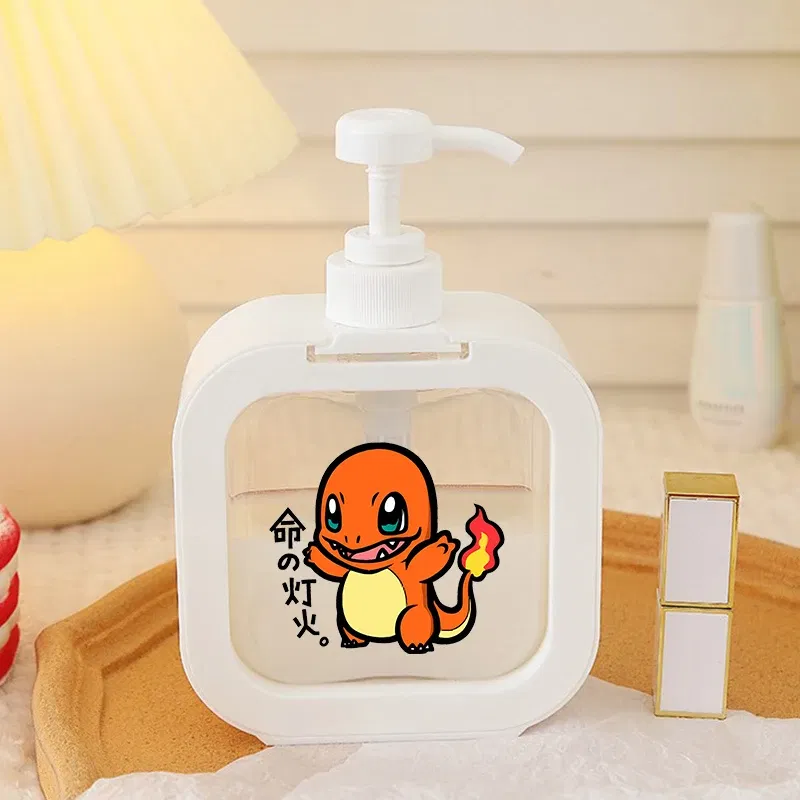 Color: Brown - 1PCS Pokemons Soap Dispenser White Liquid Lotion Hand Pump Soap Dispenser Refillable Shampoo Bottle Plastic Hand Soap Dispenser