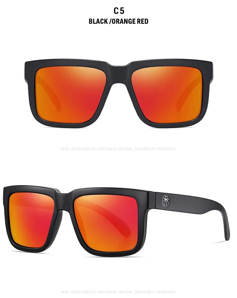 Lenses Color: Blue - NEW High quality luxury Heat Wave brand Polarized sunglasses square Conjoined lens Women men sun glasses UV400HW02