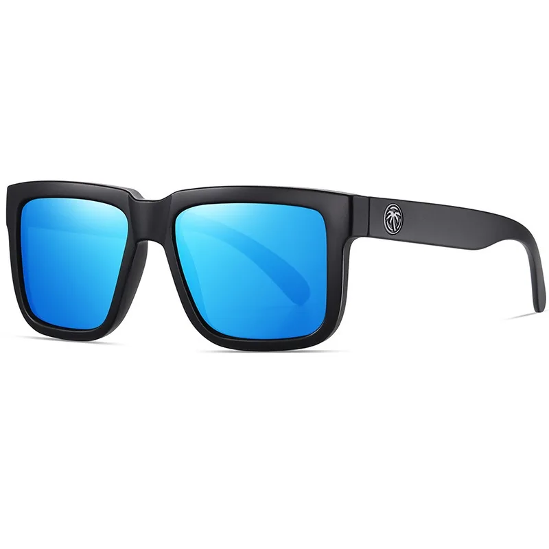 Lenses Color: Blue - NEW High quality luxury Heat Wave brand Polarized sunglasses square Conjoined lens Women men sun glasses UV400HW02