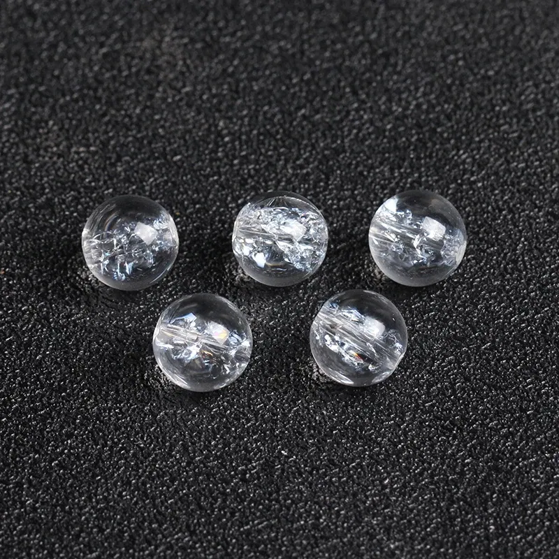 Item Diameter: 10mm - 4A Natural Himalaya Quartz Crystal  Single Bead DIY Jewelry Making