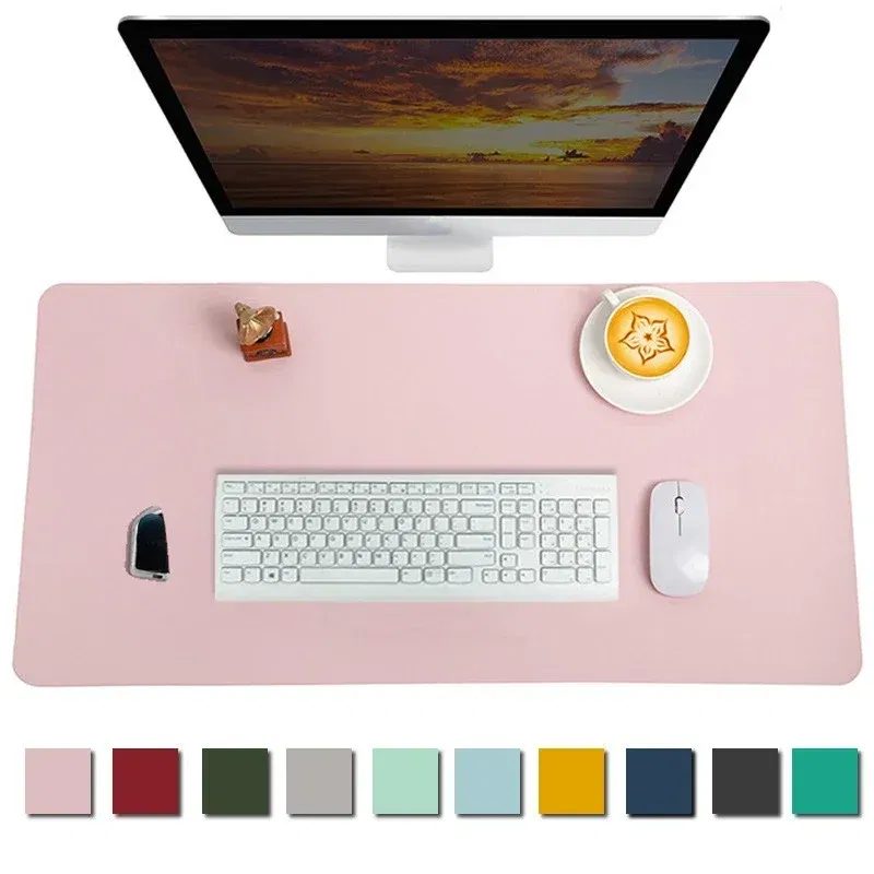 Color: Rose Red - Large Mouse Pad Extra Big Non-Slip Desk Pad Waterproof PU Leather Desk Table Protector Gaming Mouse Mat for Game Office Work