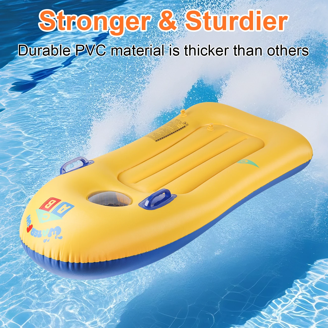 Color: black - 1 Piece Thickened Yellow Adult Surfboard with Safety Handle - Summer Beach Fun & Safe Surfing