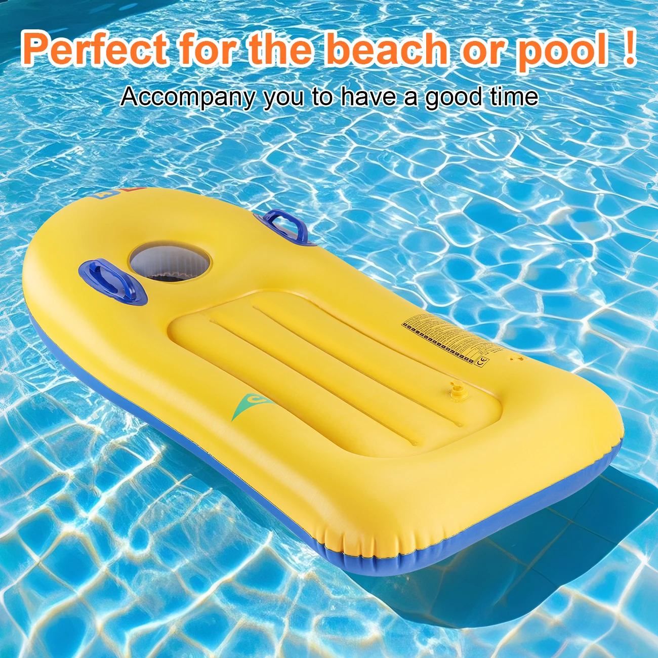Color: black - 1 Piece Thickened Yellow Adult Surfboard with Safety Handle - Summer Beach Fun & Safe Surfing