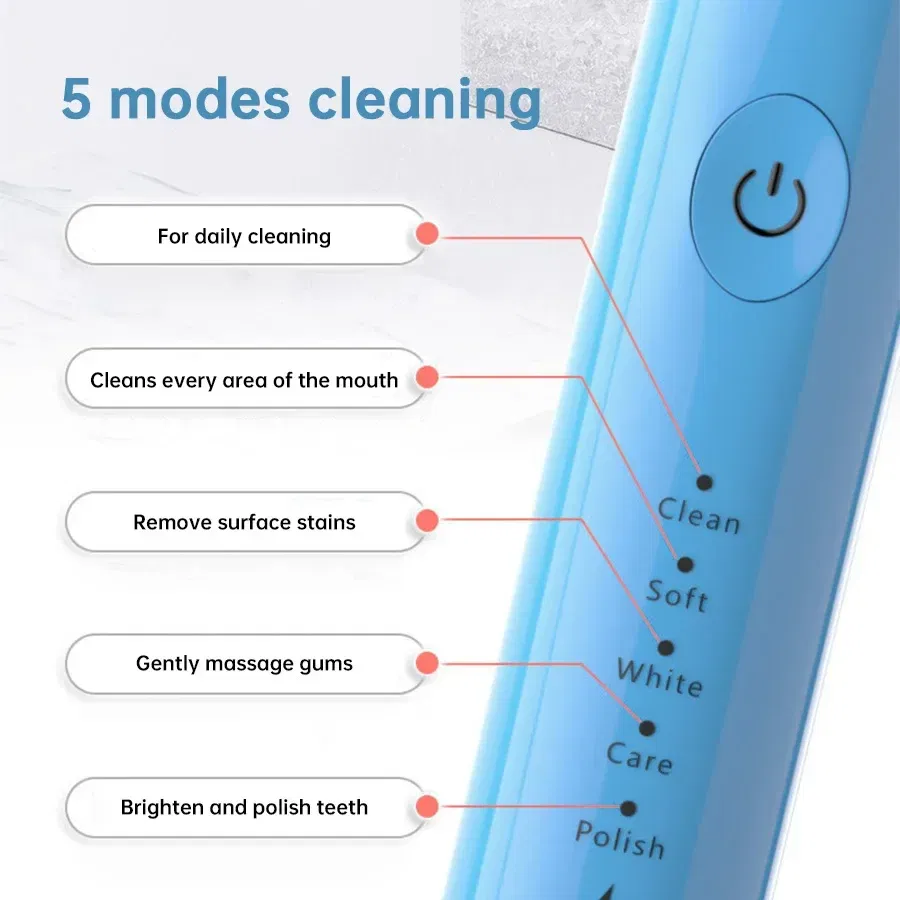 Color: Ivory - Sonic Electric Toothbrush Oral Care Whitening Tooth Brush Rechargeable Automatic Adult IPX7 Waterproof Powerful Smart Toothbrush