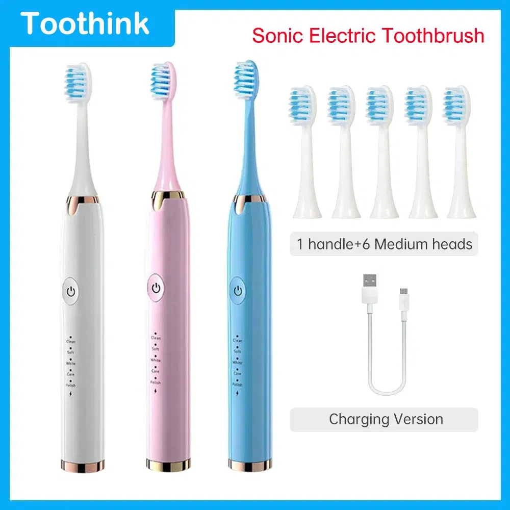 Color: Ivory - Sonic Electric Toothbrush Oral Care Whitening Tooth Brush Rechargeable Automatic Adult IPX7 Waterproof Powerful Smart Toothbrush