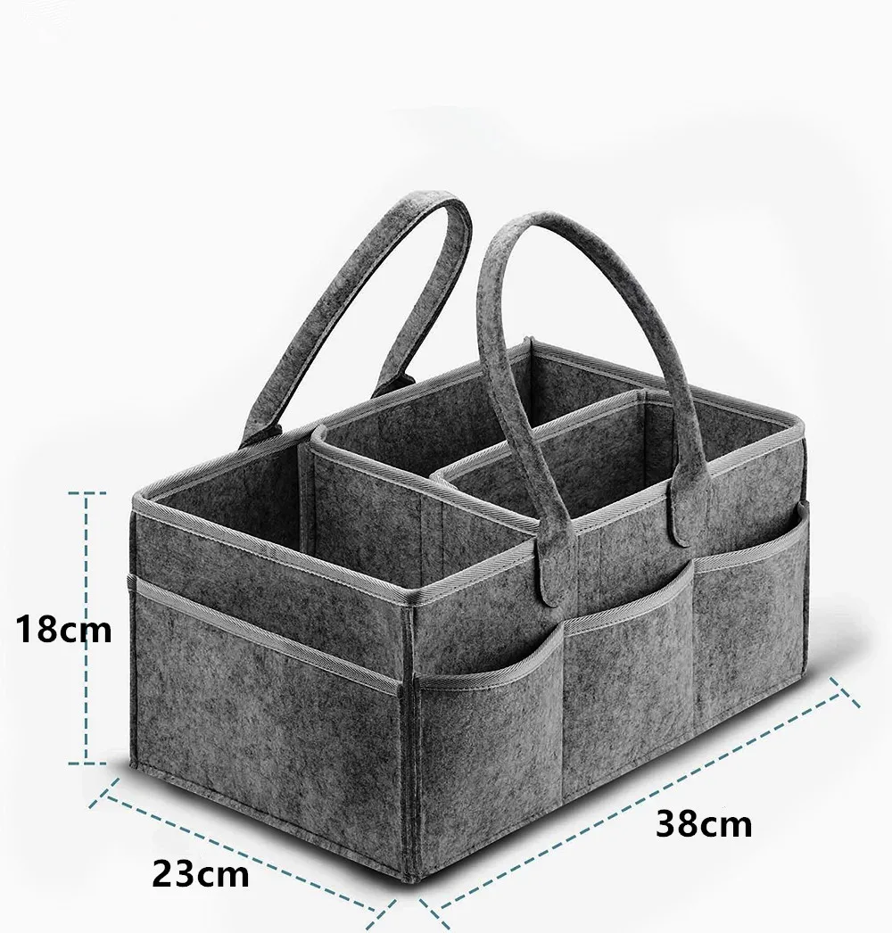 Color: Brown - Multifunctional Felt Diaper Bags Baby Newborn Things Nursery Organizer Diaper Stackers & Caddies Diaper Pouch Large Storage Bag