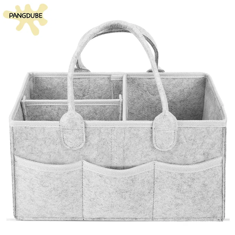 Color: Brown - Multifunctional Felt Diaper Bags Baby Newborn Things Nursery Organizer Diaper Stackers & Caddies Diaper Pouch Large Storage Bag