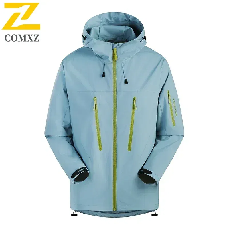 Color: Pink, Size: XXL - Spring Autumn Men's Windbreaker Fashion Outdoor Mountaineering Travel Windproof Waterproof Hooded Jacket Slim Fit Versatile Coat