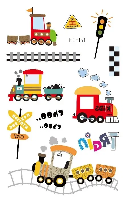 Color: army green - 1Sheets Vehicle Temporary Tattoo Small Cars Helicopter Train Steamship Hot Air Balloon Kid Waterproof Fake Tattoo Sticker