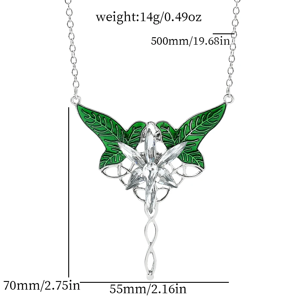 Fashion Long Elven Leaf Pendant Arwen Evenstar Pendant Necklace For Men And Women Movies Jewelry