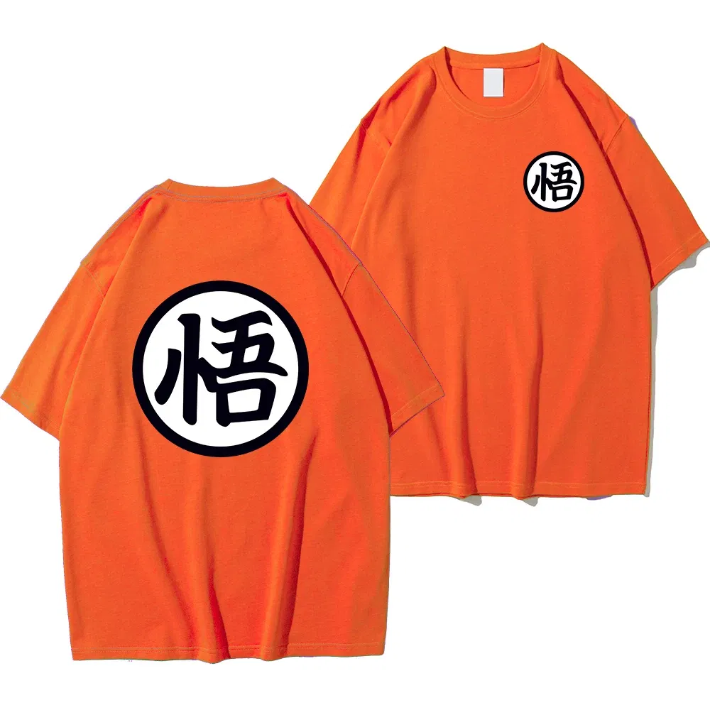 Color: Beige, Size: XL - Summer Fashion Anime Son Goku Cosplay T-shirt Cotton Short Sleeve Tops Tee Loose Oversized Casual T Shirts Men Harajuku Clothing