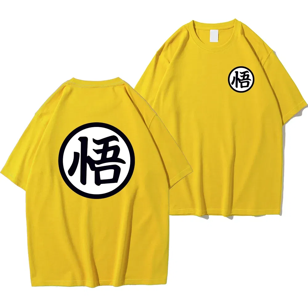 Color: Beige, Size: XL - Summer Fashion Anime Son Goku Cosplay T-shirt Cotton Short Sleeve Tops Tee Loose Oversized Casual T Shirts Men Harajuku Clothing
