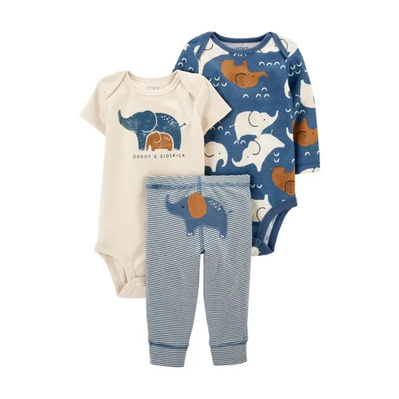Color: army green, Ships From: CHINA, Kid Size: 24M - 3PCS Baby Boy Clothes Autumn Newborn Baby Clothes Bodysuits+Pants Animal Outfit Infant Pajama Pure Cotton Sets 0-24M Jumpsuit