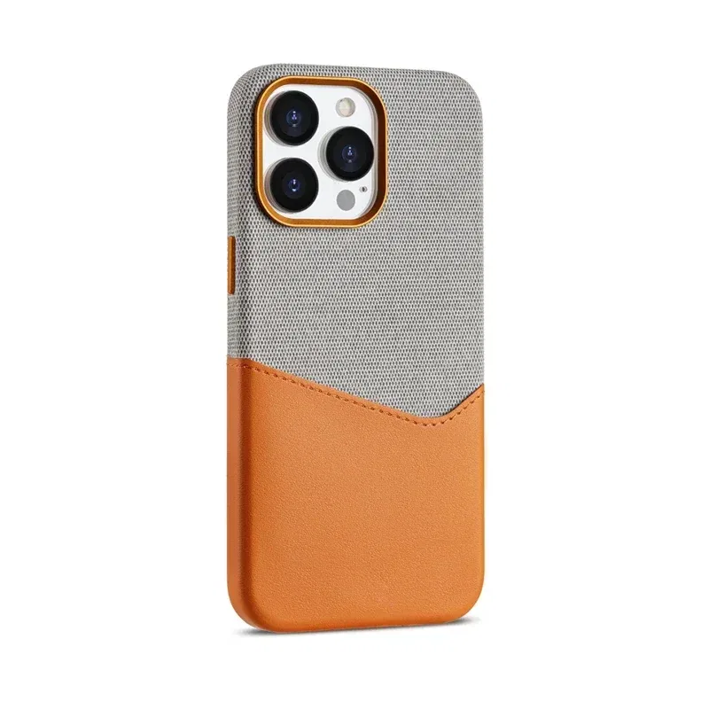 Color: black, Material: Nylon - Card Holder MagSafe Leather Phone Case For iPhone 14 16 Pro Max 13 15 Pro 12 Pocket Wireless Charging Alloy Lens Hit Color Cover