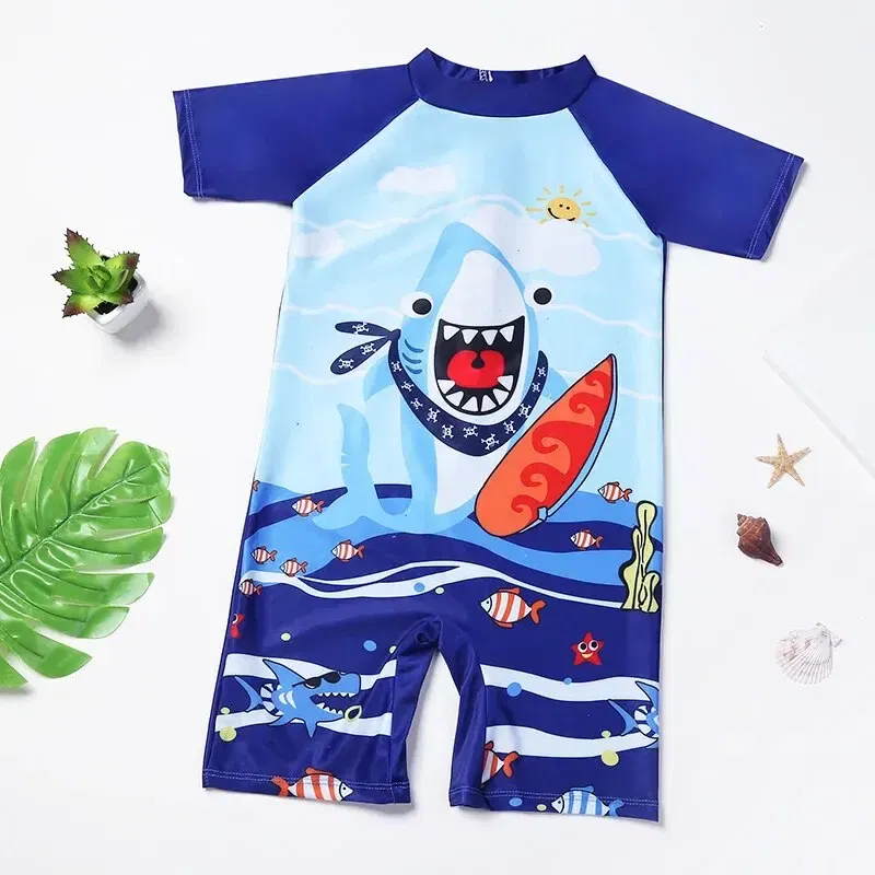 Size: XL, Color: Blue - Children's Summer Bathing Suit One-piece Boys Little Middle Children Cute Cartoon Baby Children Swimming in Hot Springs Special