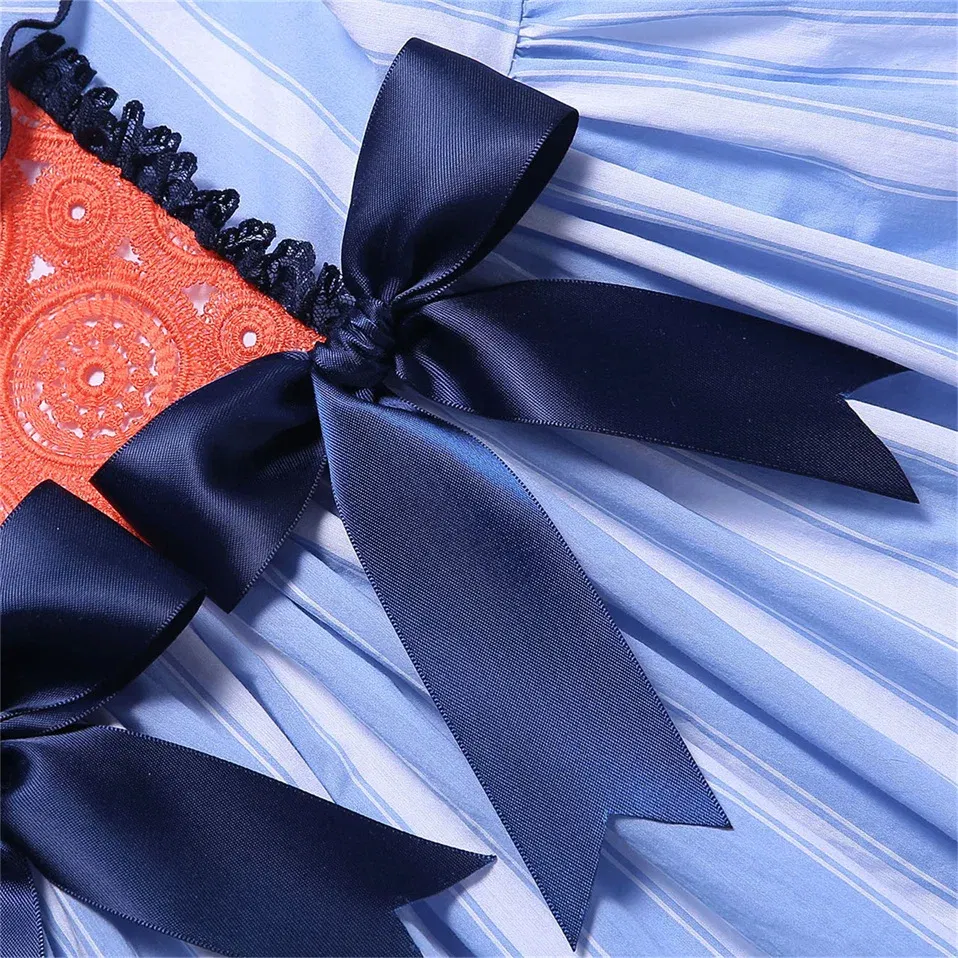 Color: MULTI, Kid Size: 6 - Pettigirl Summer Children Blue Stripe Baby Girls Princess Dresses for Evening Wedding Party Kids Birthday Gifts 2345681012 Years