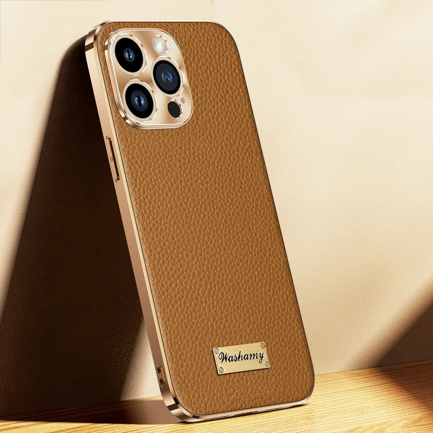 Color: Blue, Compatible-Phone Models: For iPhone 13 Pro - Luxury Genuine Leather Phone Case For iPhone 15 14 13 Pro Max Plating Soft Silicone Frame Shockproof Cover For iPhone 16 Pro Max