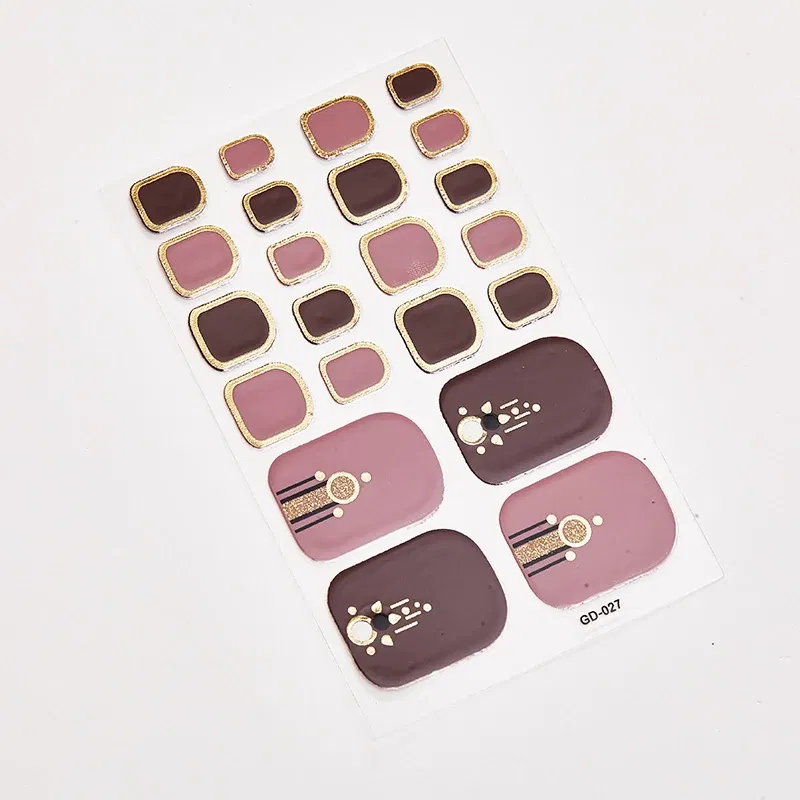 Color: dusty wine - 22 Tips/Sheet Women Salon Fashion Nail Stickers Designed Full Beauty Full Cover Nail Stickers Novidades Nails Sticker Designer