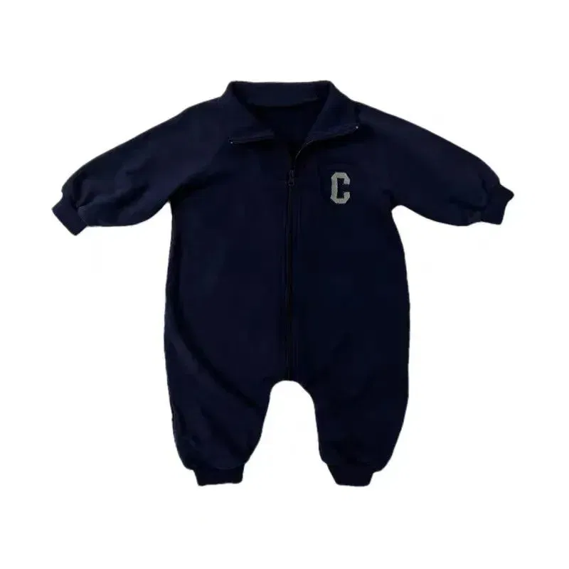 Color: GRAY, Kid Size: 9M - MILANCEL Autumn Baby Clothes Letter Print Boys Rompers Front Zipper Infant Boys Jumpsuits Toddler Outfit
